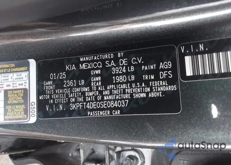 2025 Kia K4 Lxs from USA, damaged, VIN 3KPFT4DE0SE084037